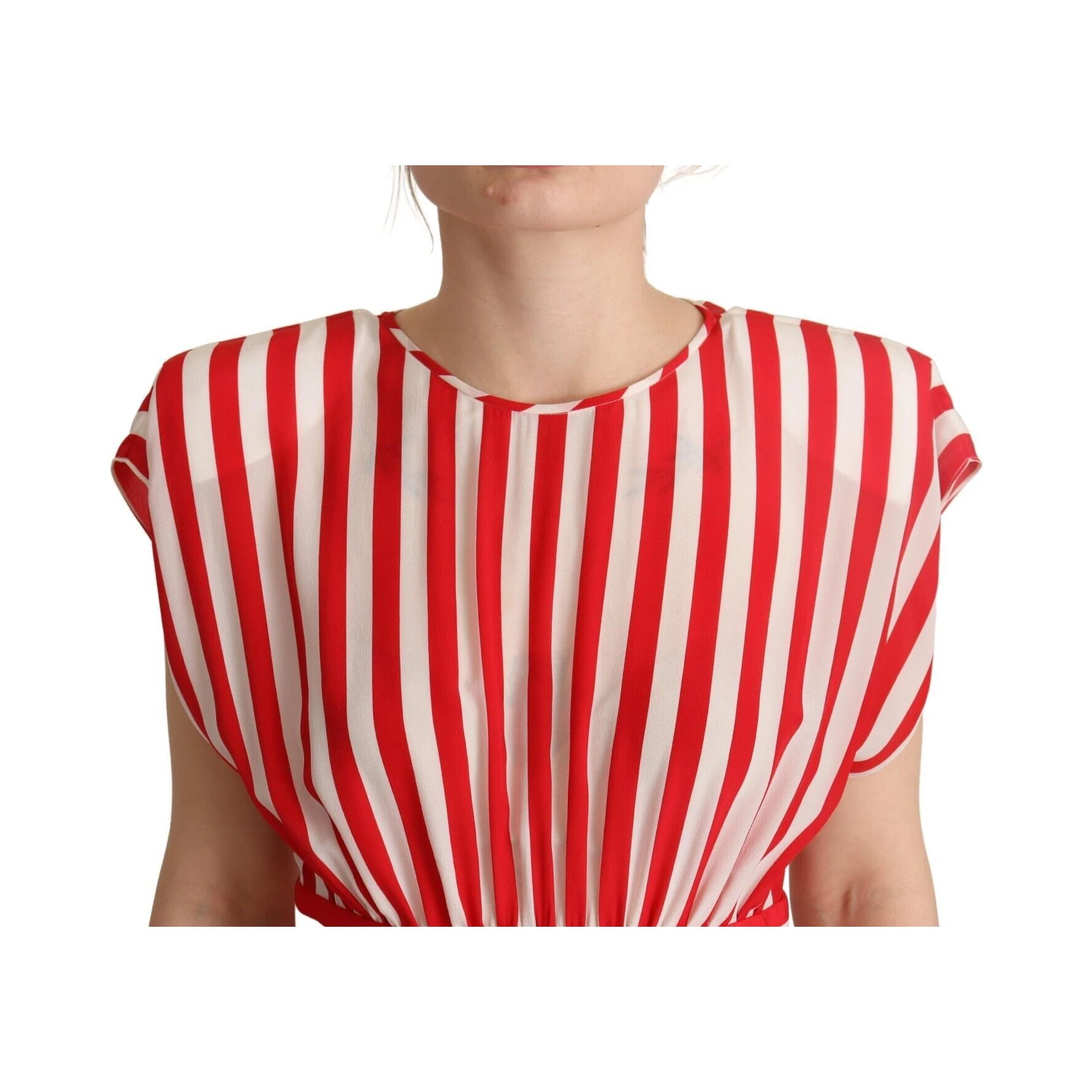 Red White Stripes Silk Mini A-line Dress