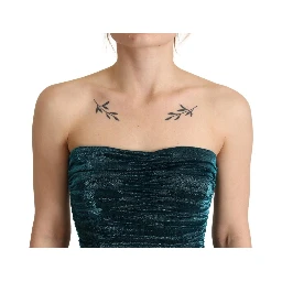 Turquoise Bustier Bodice Draped Midi Dress