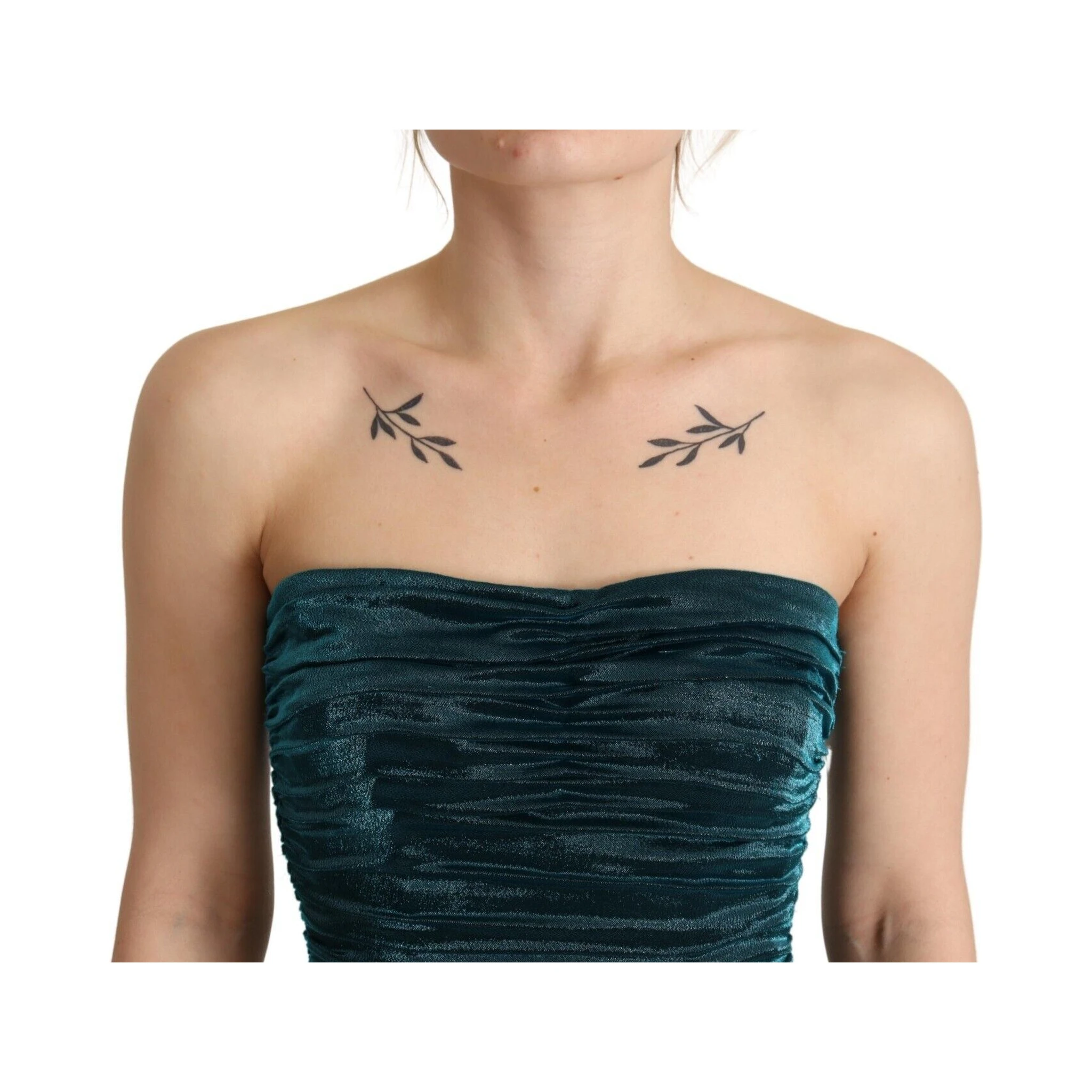 Turquoise Bustier Bodice Draped Midi Dress