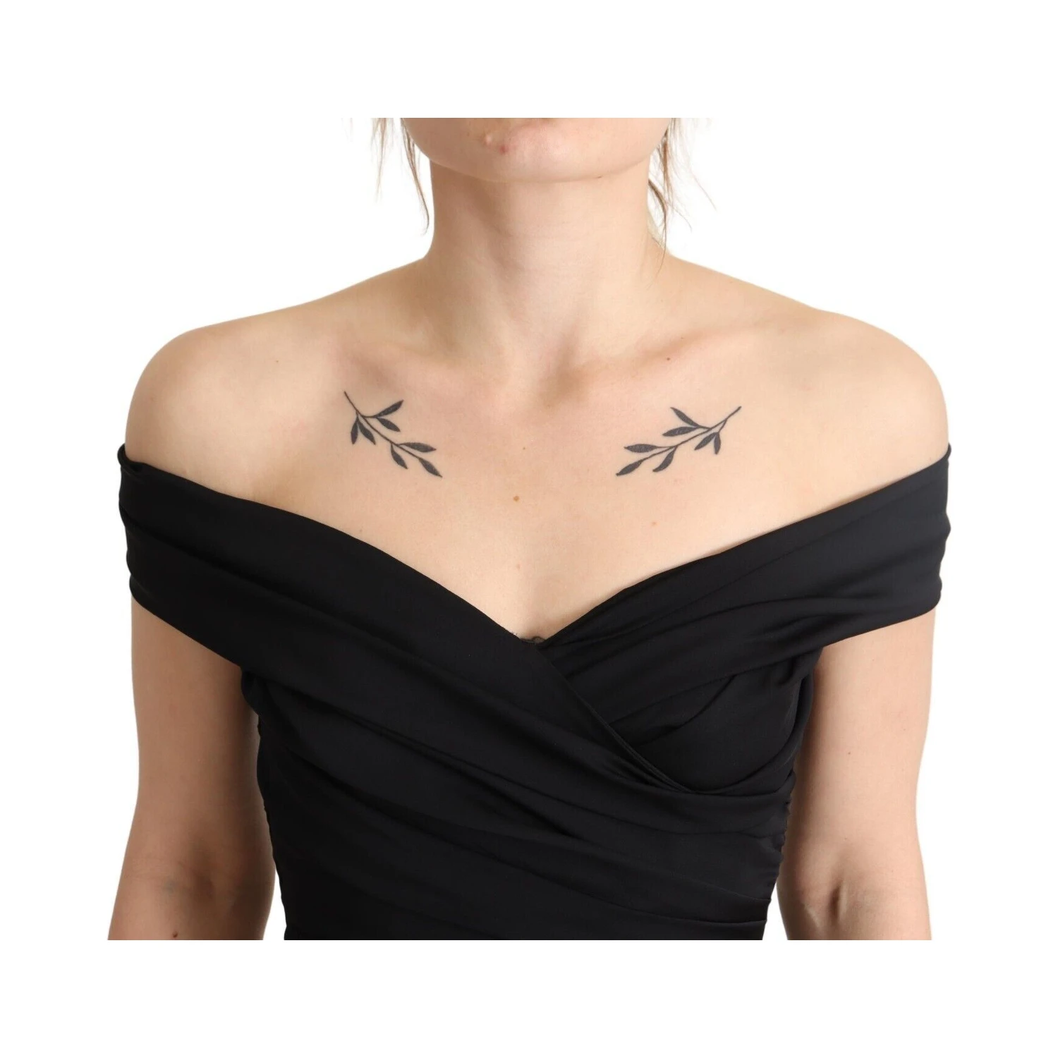 Bodycon Black Silk Off Shoulder Sheath Bodycon Dress