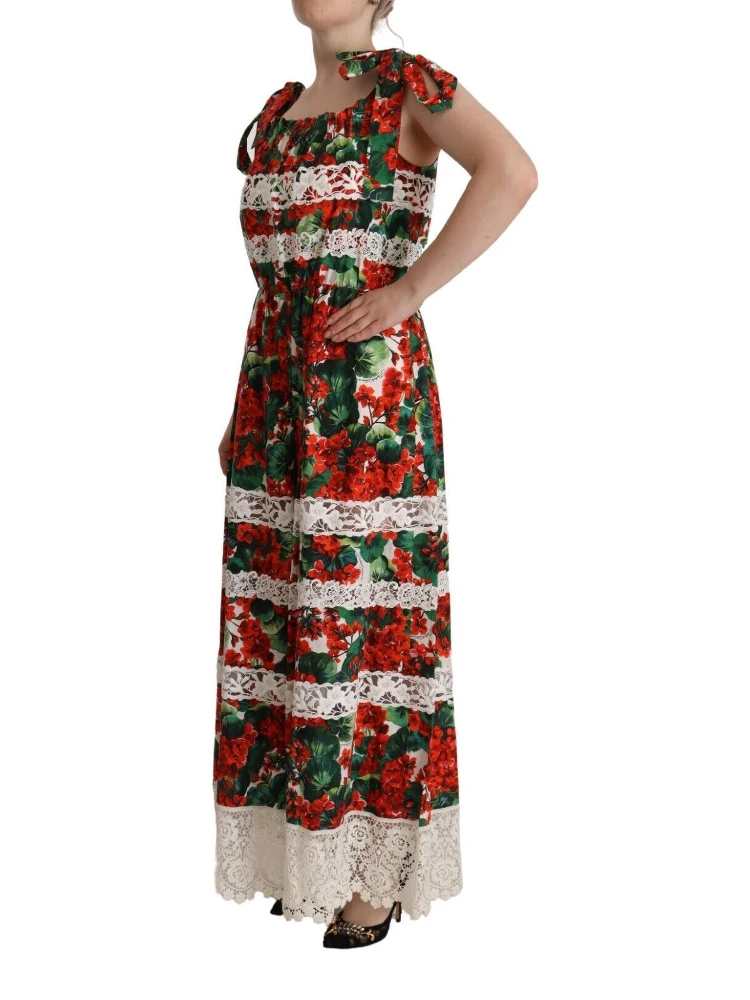 Multicolor Geranium Print Lace Long Maxi Dress alternative