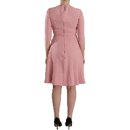 Pink 3/4 Sleeves Viscose Blend A-line Dress
