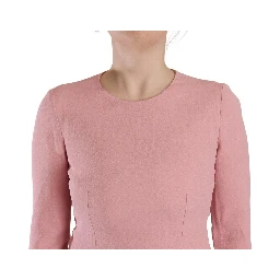 Pink 3/4 Sleeves Viscose Blend A-line Dress