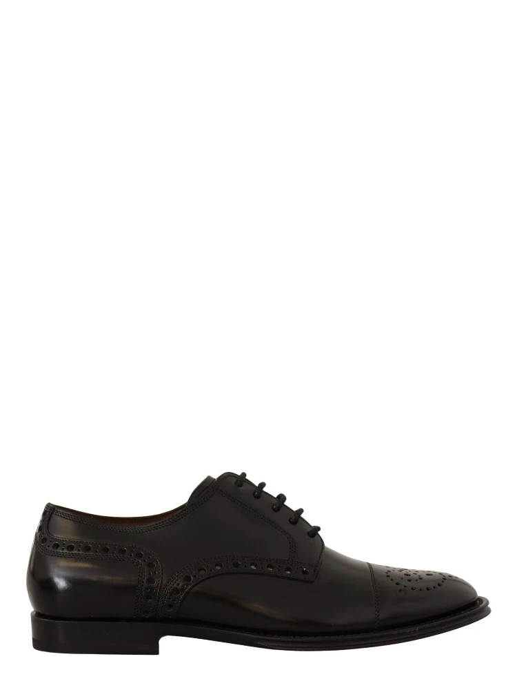 Black Leather Wingtip Mens Formal Derby Shoes