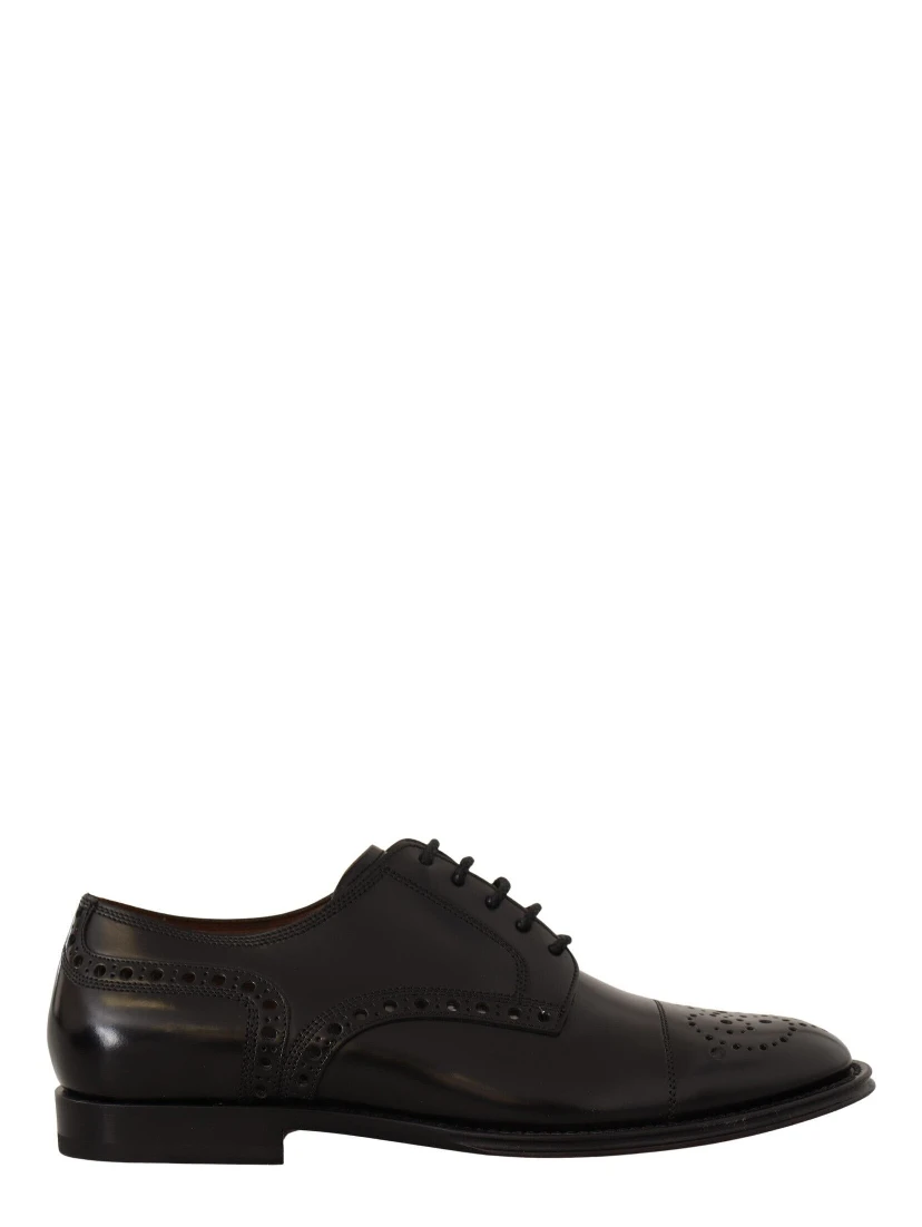 Black Leather Wingtip Mens Formal Derby Shoes