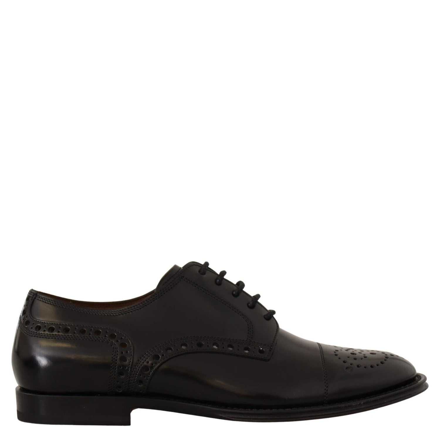 Black Leather Wingtip Mens Formal Derby Shoes