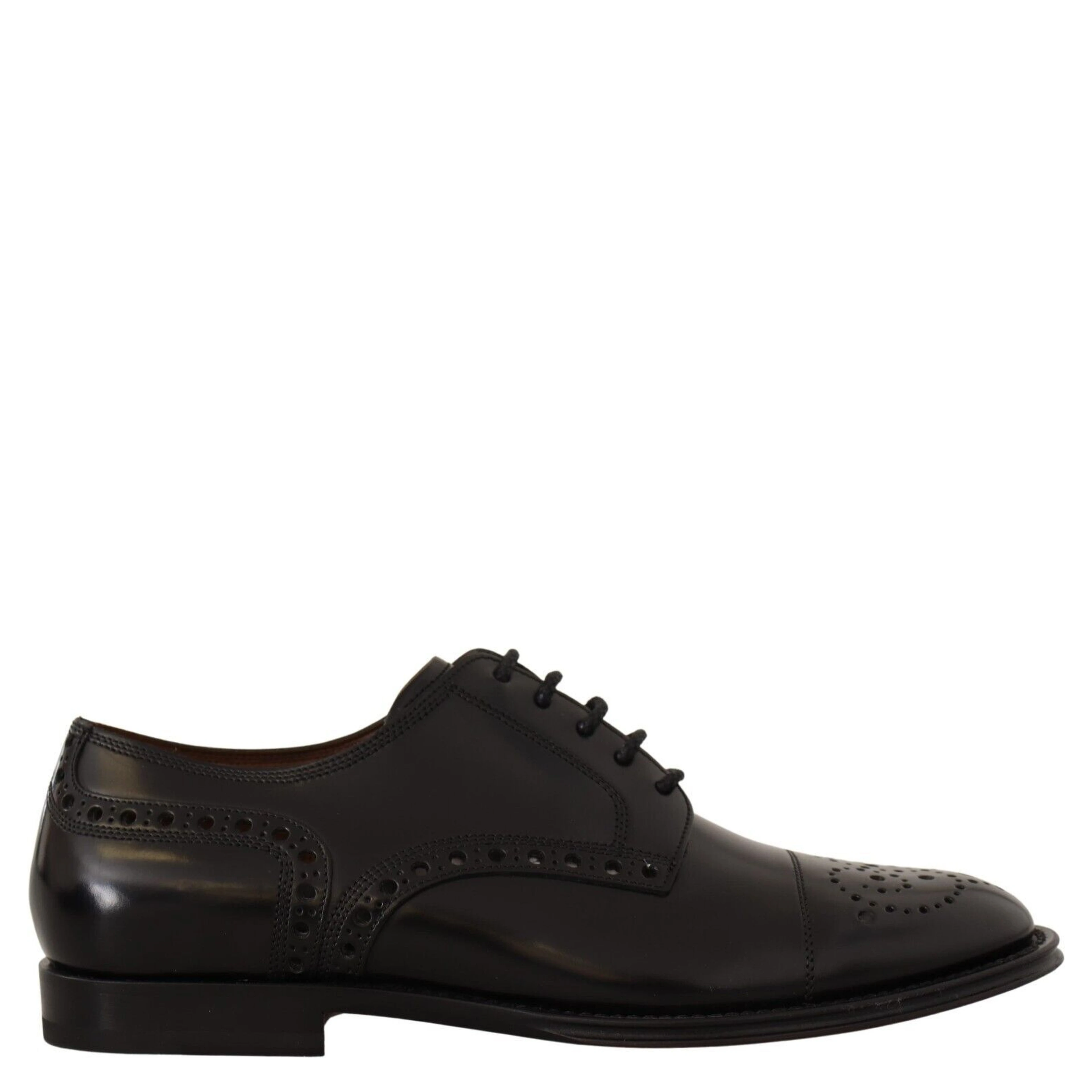 Black Leather Wingtip Mens Formal Derby Shoes