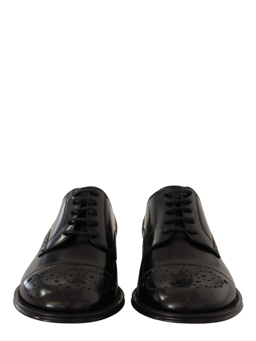 Black Leather Wingtip Mens Formal Derby Shoes