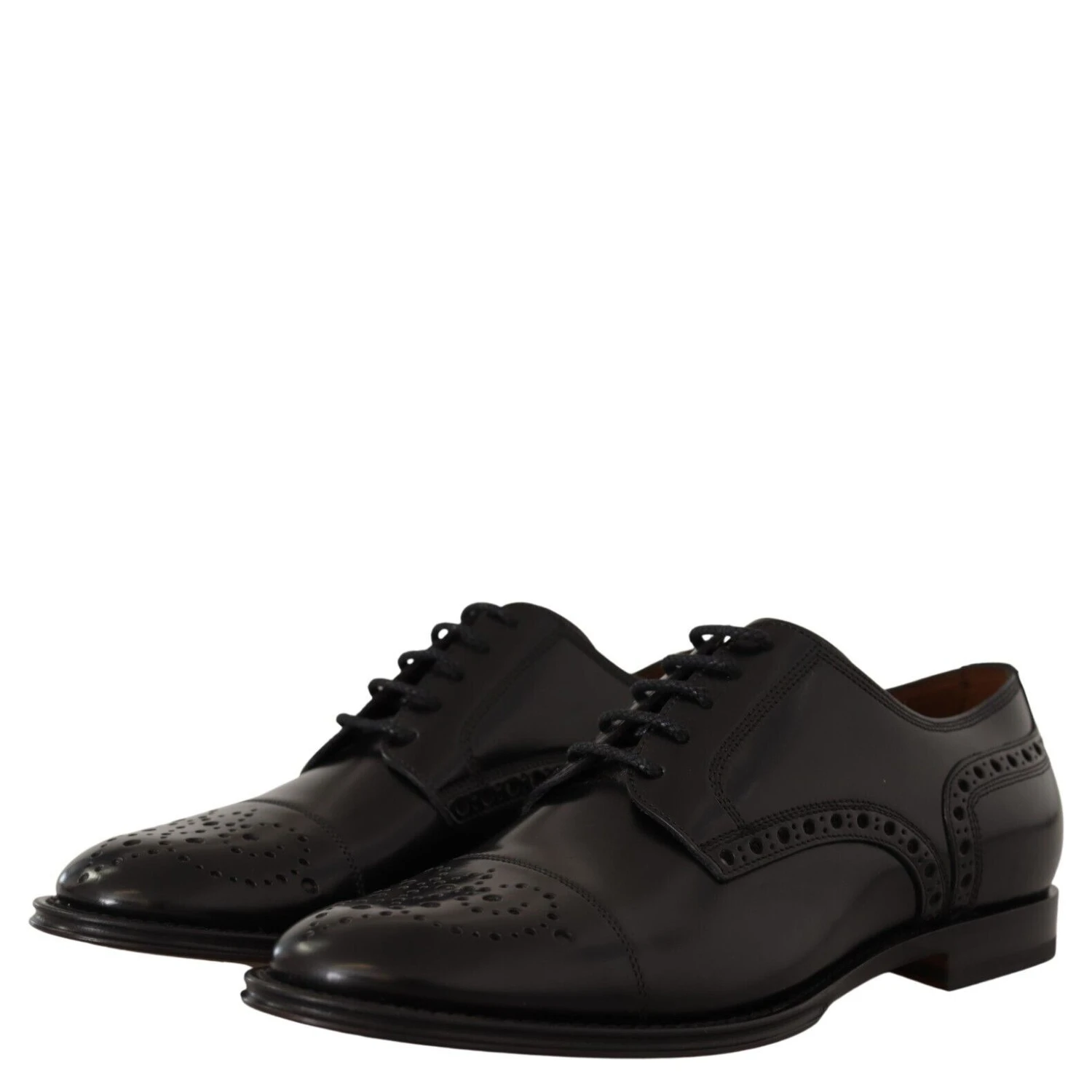Black Leather Wingtip Mens Formal Derby Shoes