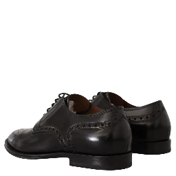 Black Leather Wingtip Mens Formal Derby Shoes