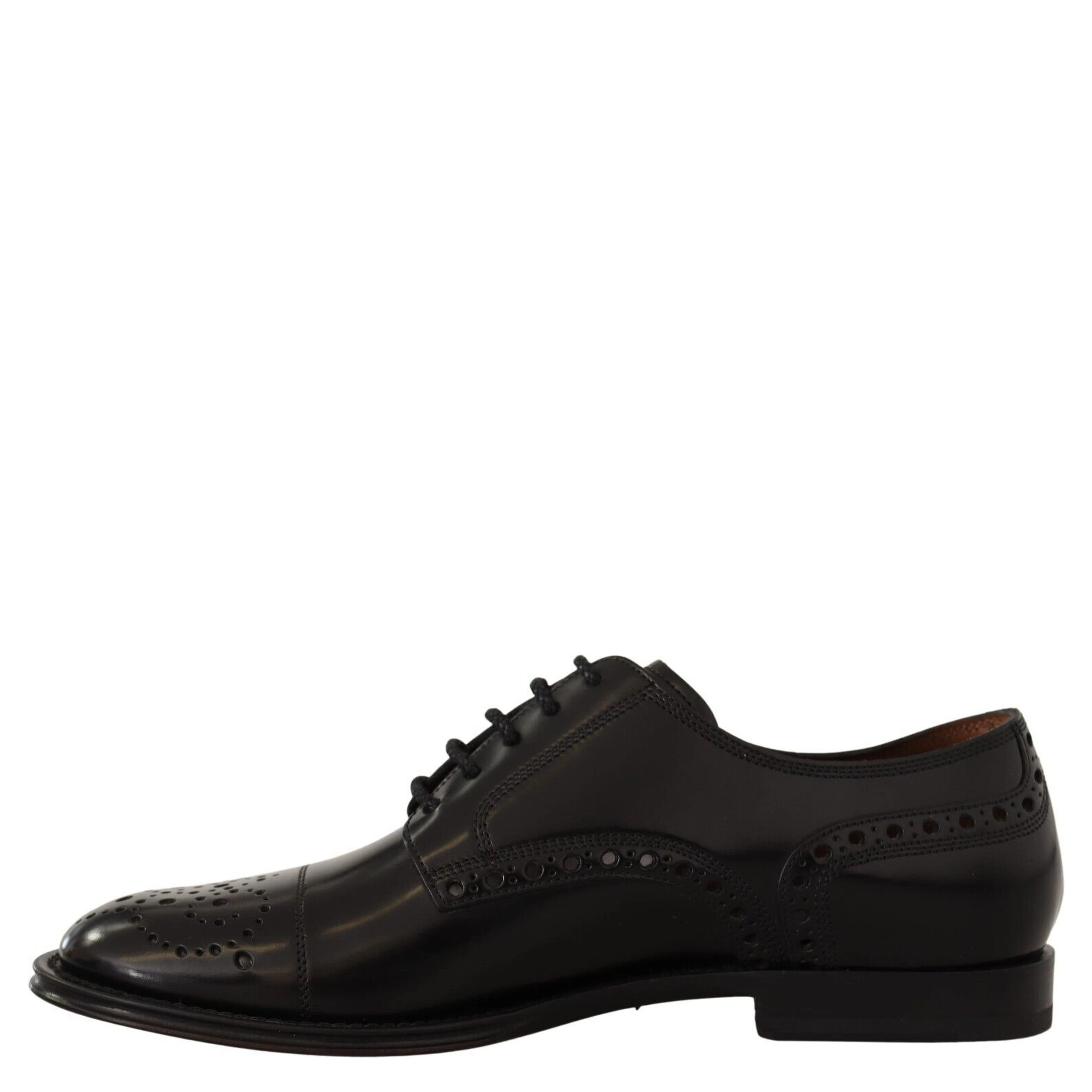 Black Leather Wingtip Mens Formal Derby Shoes