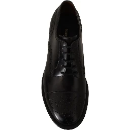 Black Leather Wingtip Mens Formal Derby Shoes