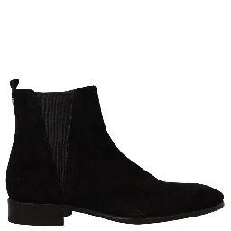 Black Suede Leather Chelsea Mens Boots Shoes