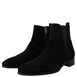 Black Suede Leather Chelsea Mens Boots Shoes