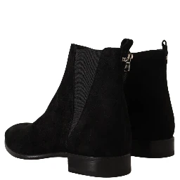 Black Suede Leather Chelsea Mens Boots Shoes