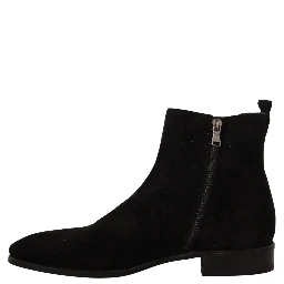 Black Suede Leather Chelsea Mens Boots Shoes