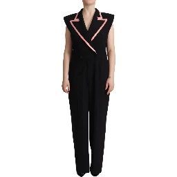 Black Wool Blend Sleeveless Jumpsuit Dress