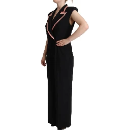 Black Wool Blend Sleeveless Jumpsuit Dress