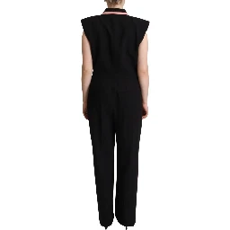 Black Wool Blend Sleeveless Jumpsuit Dress