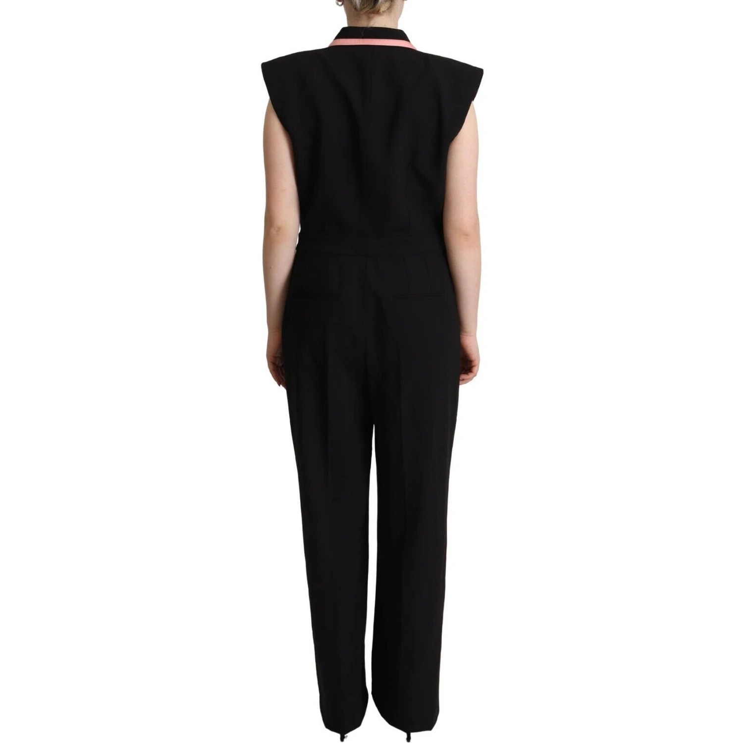 Black Wool Blend Sleeveless Jumpsuit Dress