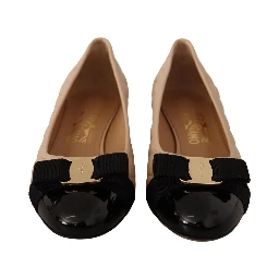 Beige and Black Nappa Leather Pumps Shoes