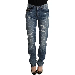 Blue Distressed Denim BOYFRIEND Skinny Jeans