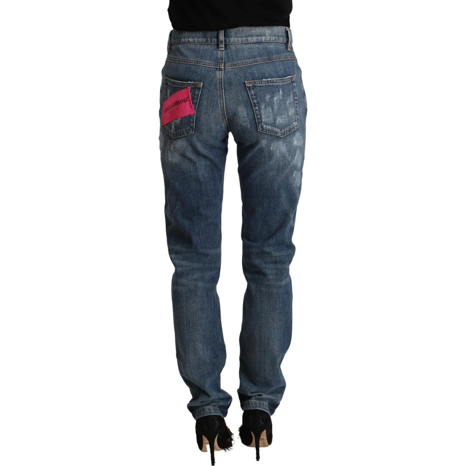 Blue Distressed Denim BOYFRIEND Skinny Jeans
