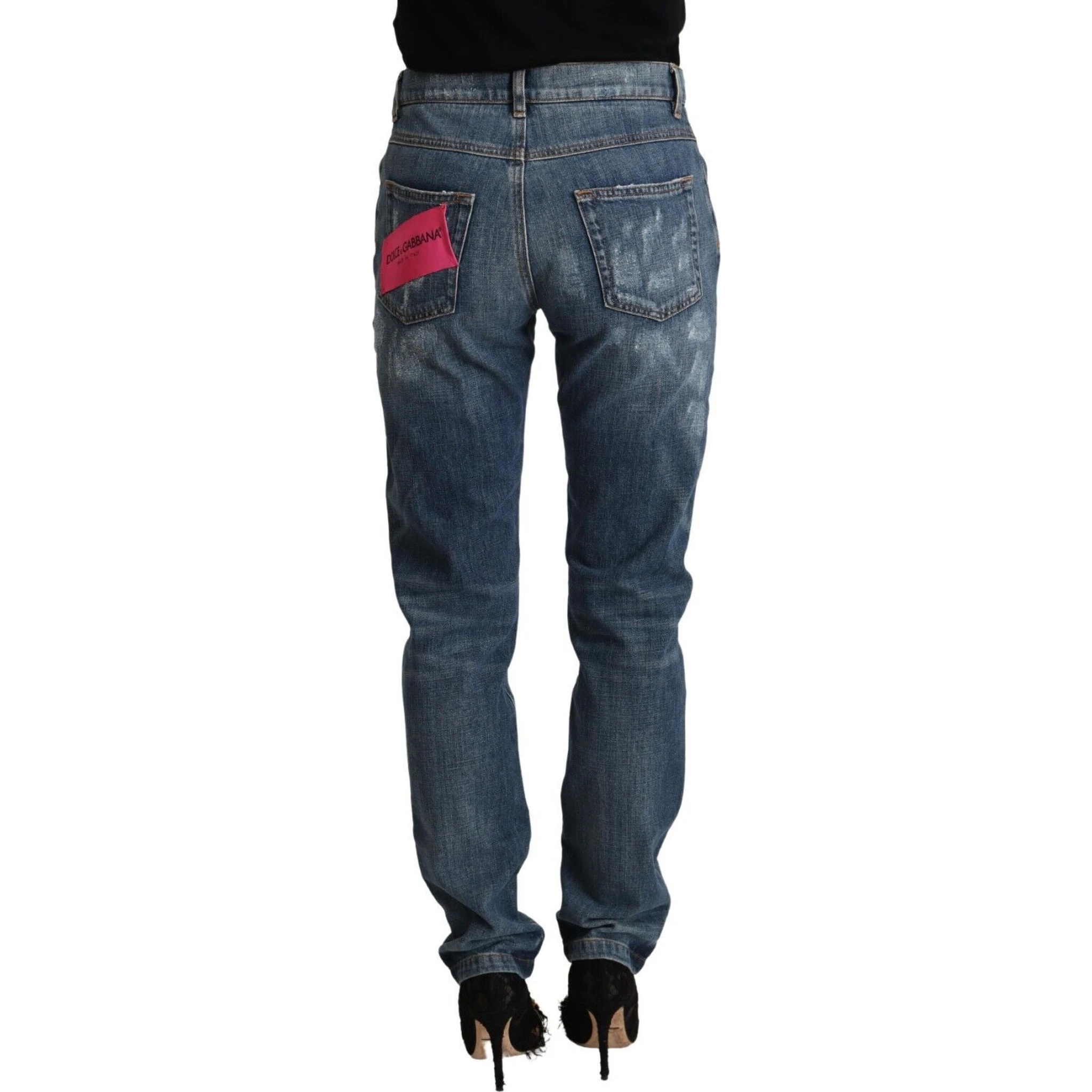 Blue Distressed Denim BOYFRIEND Skinny Jeans