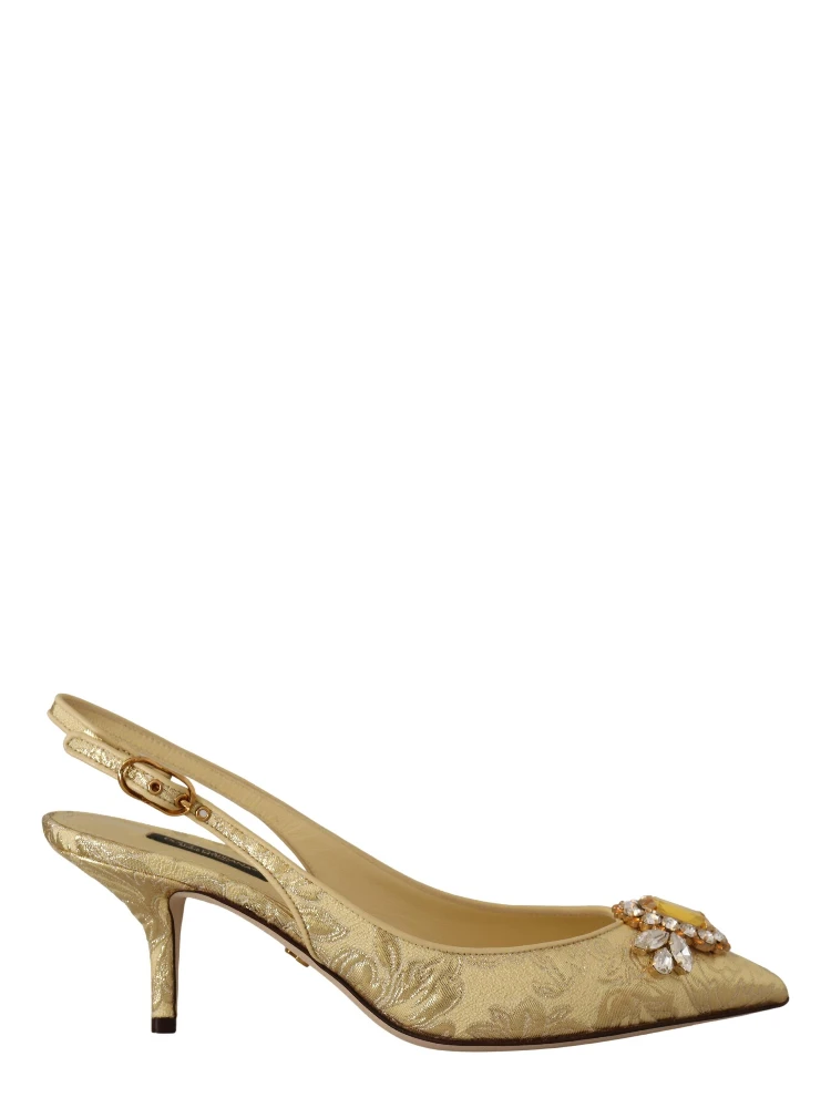 Gold Crystal Slingbacks Pumps Heels Shoes
