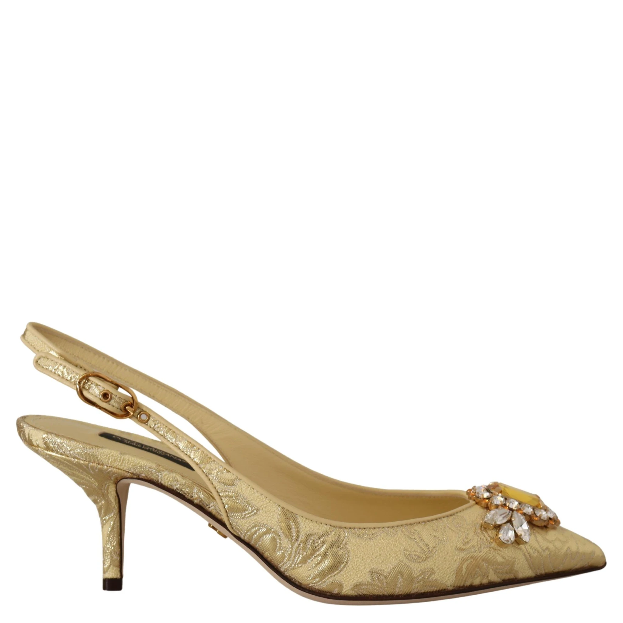 Gold Crystal Slingbacks Pumps Heels Shoes