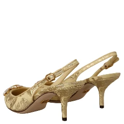 Gold Crystal Slingbacks Pumps Heels Shoes