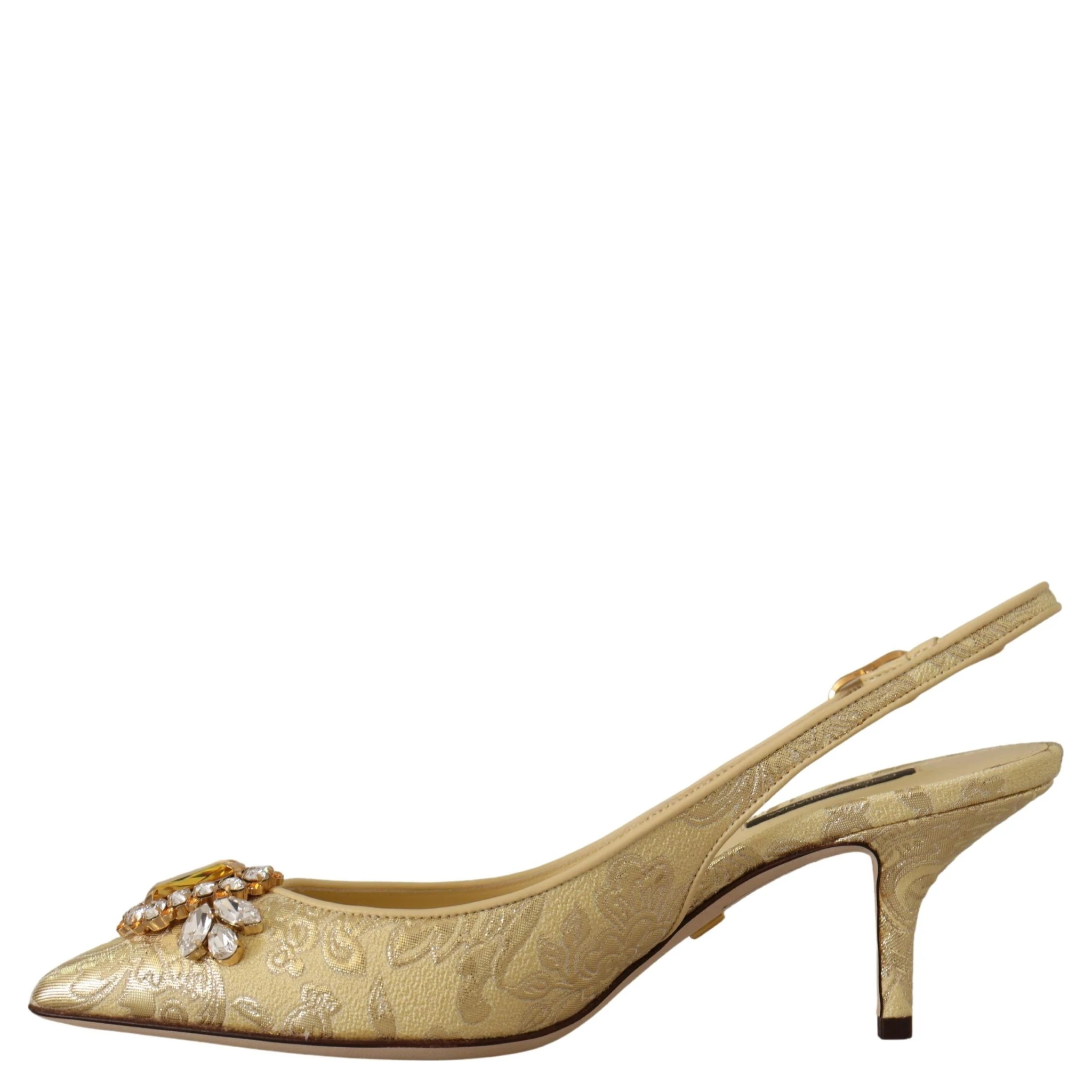 Gold Crystal Slingbacks Pumps Heels Shoes
