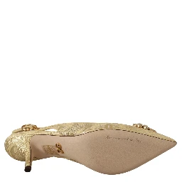 Gold Crystal Slingbacks Pumps Heels Shoes