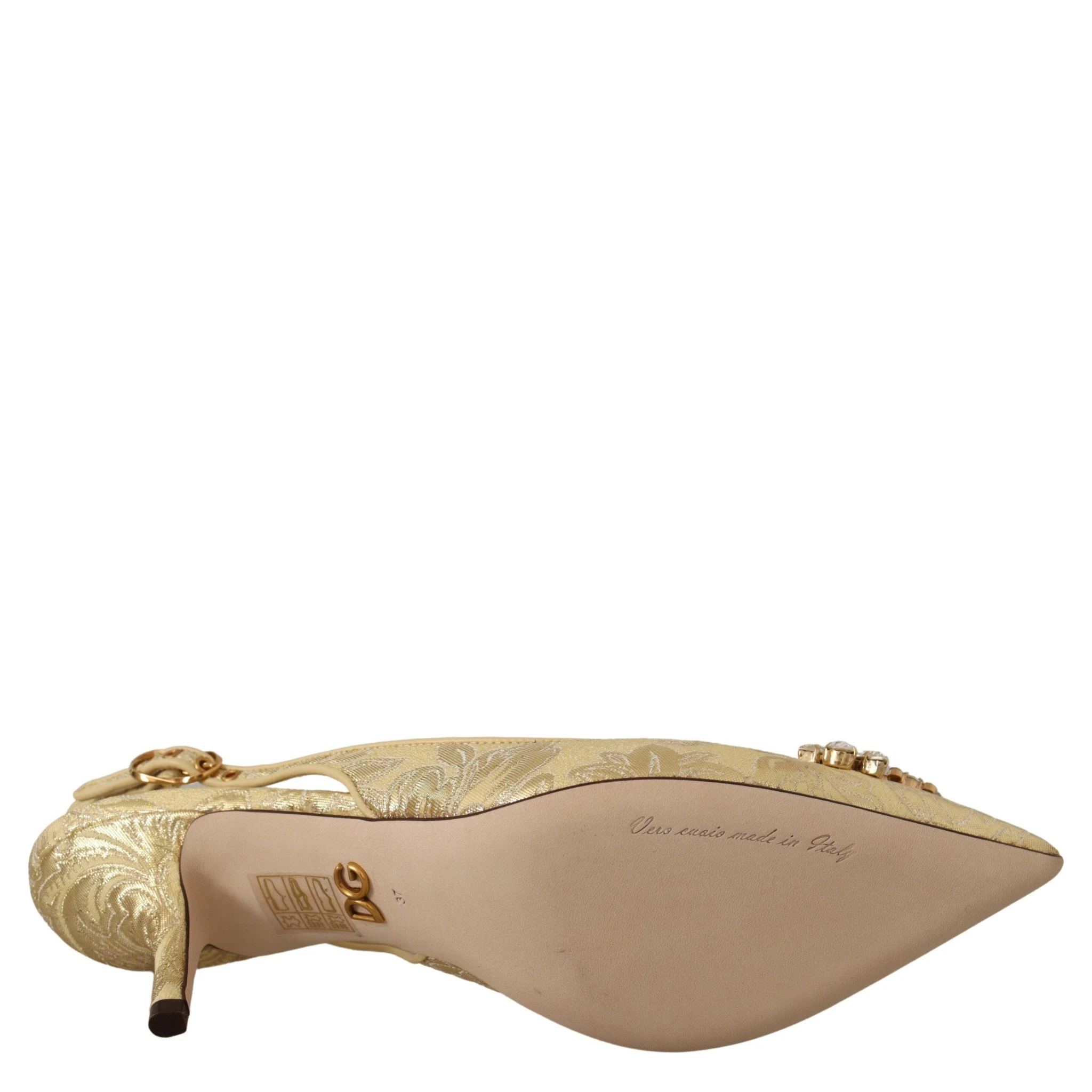 Gold Crystal Slingbacks Pumps Heels Shoes