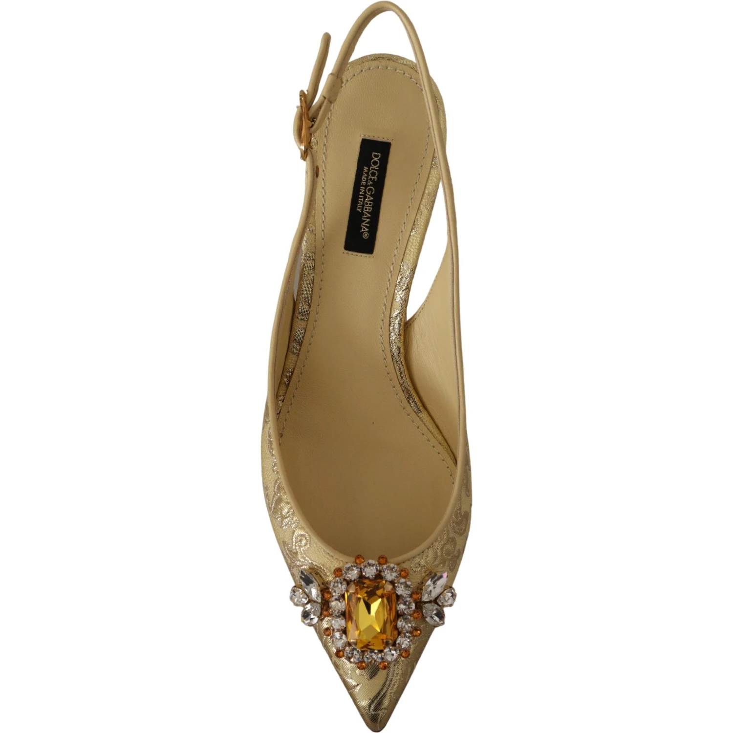 Gold Crystal Slingbacks Pumps Heels Shoes