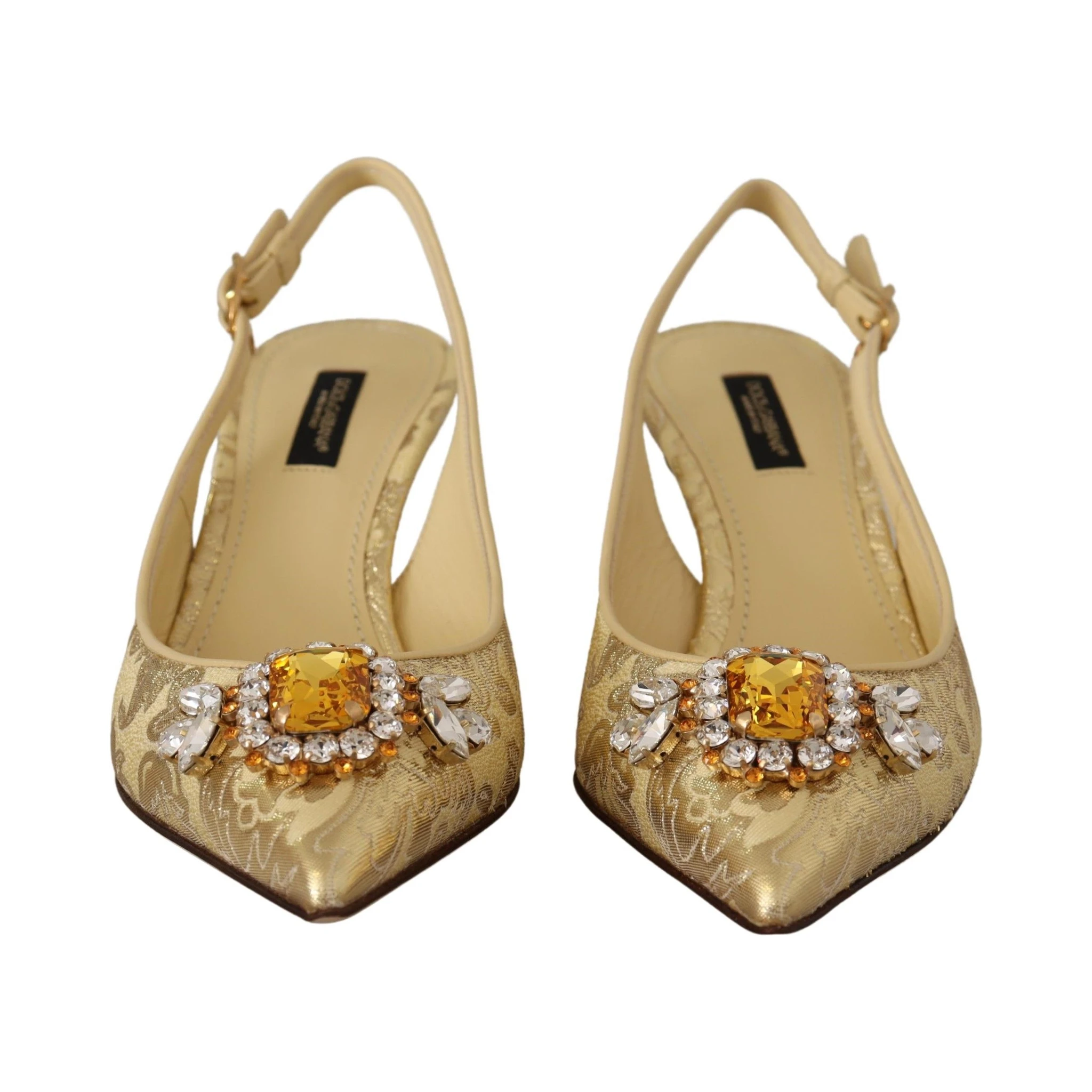 Gold Crystal Slingbacks Pumps Heels Shoes