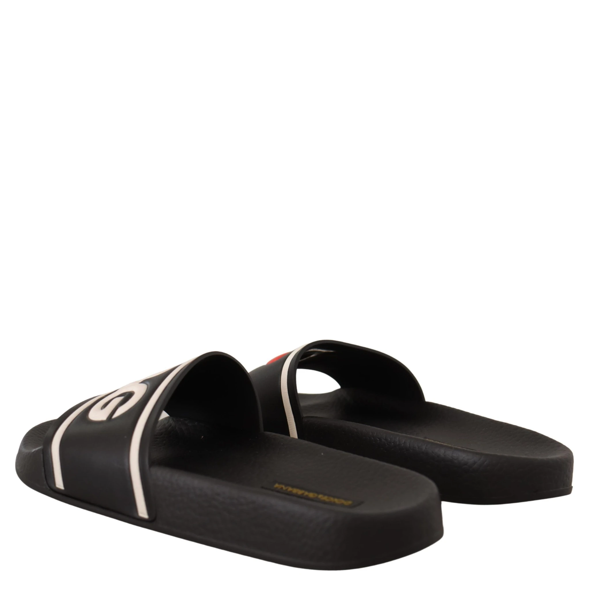 Black Leather I Love D&G Slides Sandals