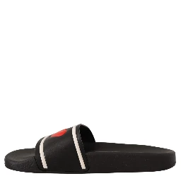 Black Leather I Love D&G Slides Sandals