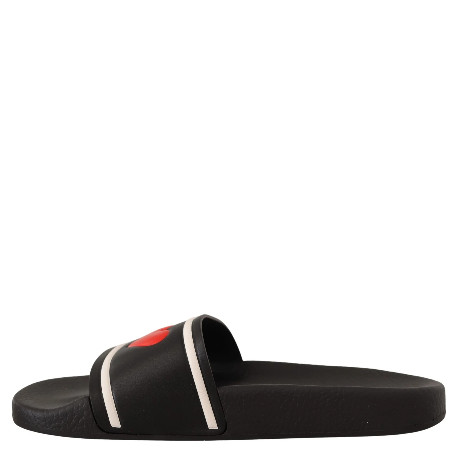 Black Leather I Love D&G Slides Sandals