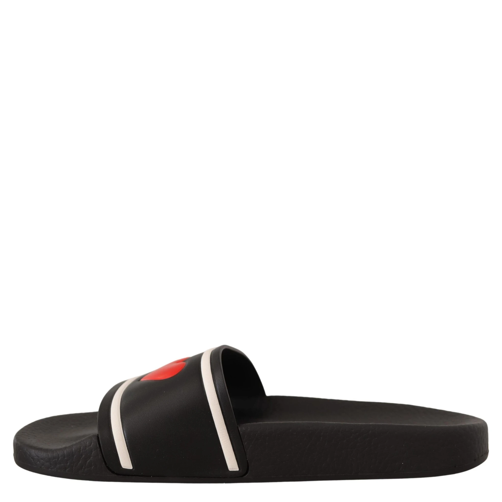 Black Leather I Love D&G Slides Sandals