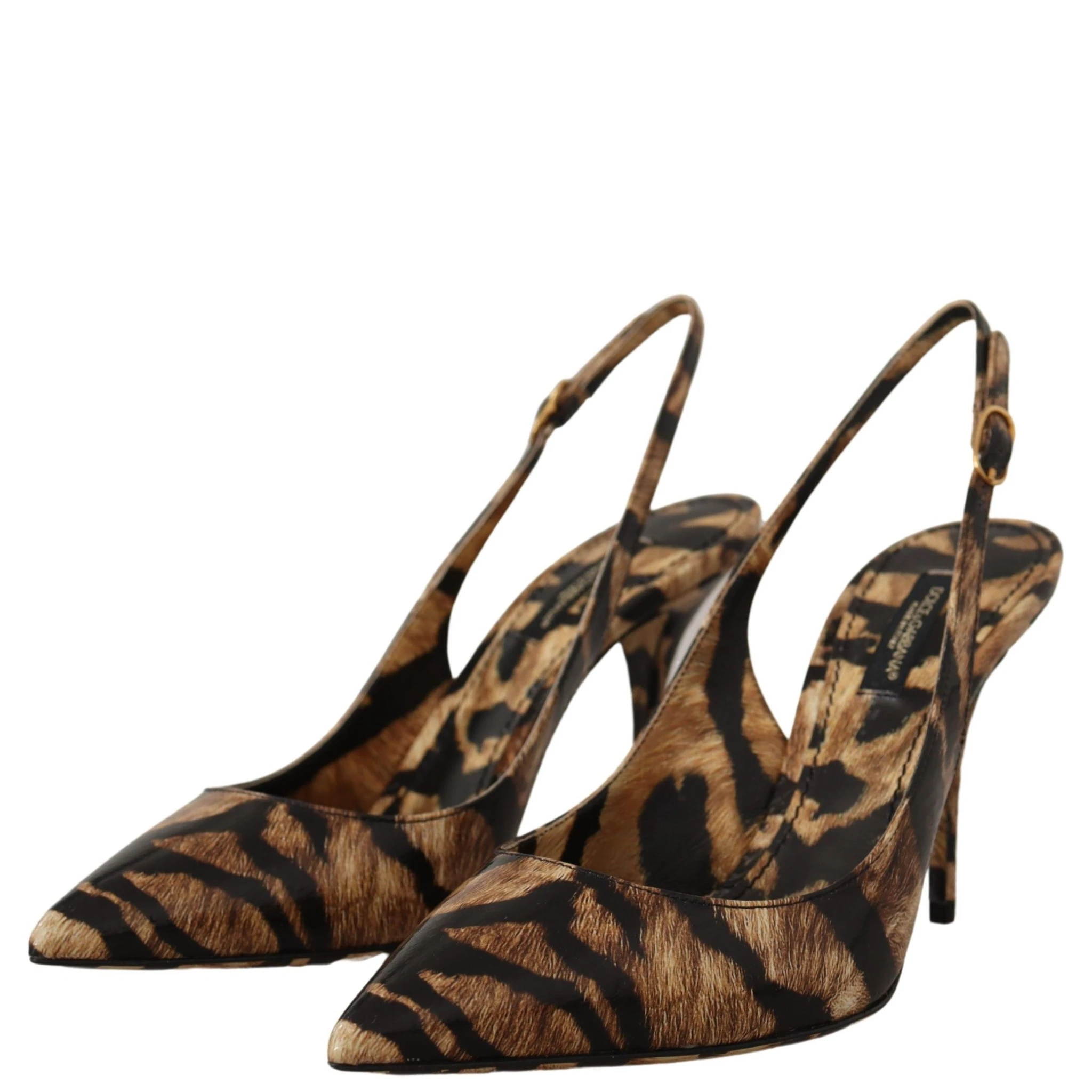 Brown Slingbacks Leather Tiger Shoes