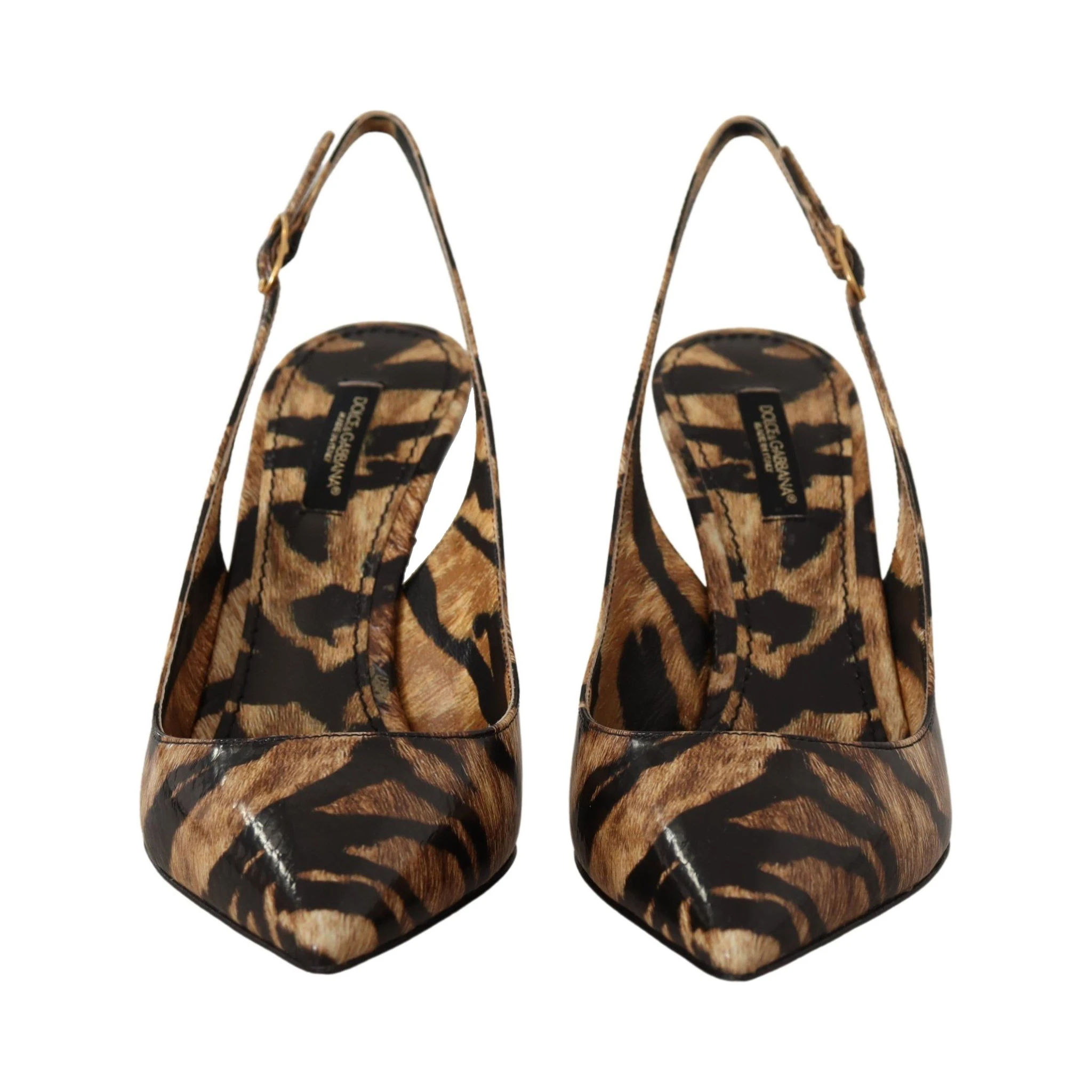 Brown Slingbacks Leather Tiger Shoes