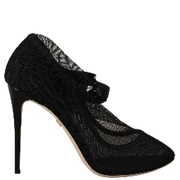 Black Stretch Tulle Stretch Boots Shoes