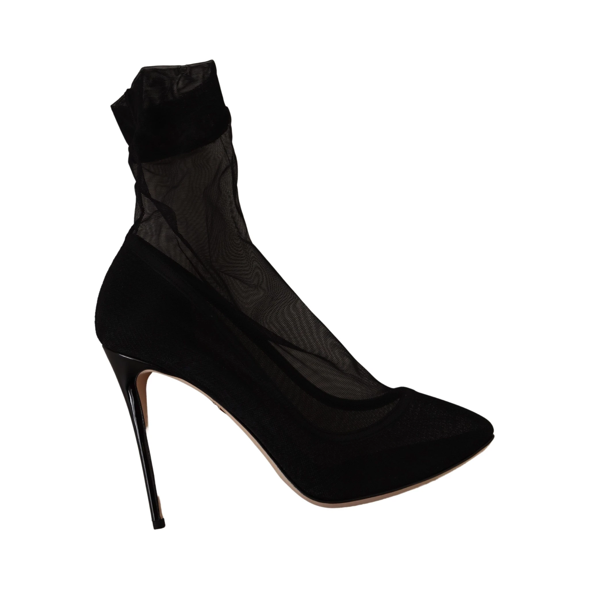 Black Stretch Tulle Stretch Boots Shoes