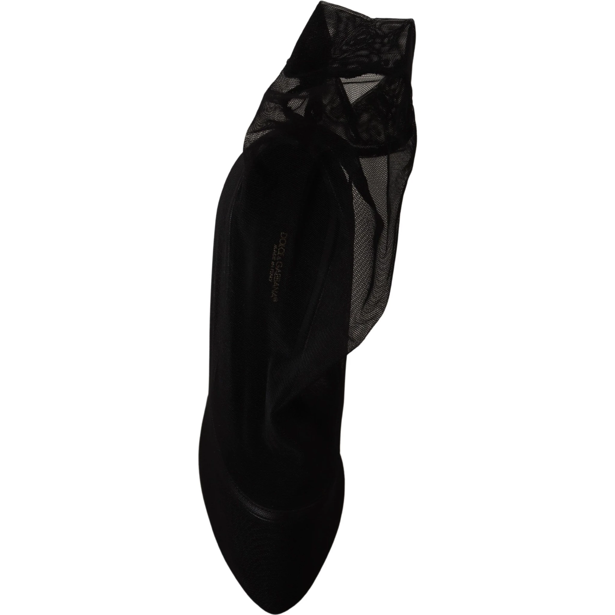 Black Stretch Tulle Stretch Boots Shoes