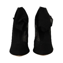 Black Stretch Tulle Stretch Boots Shoes