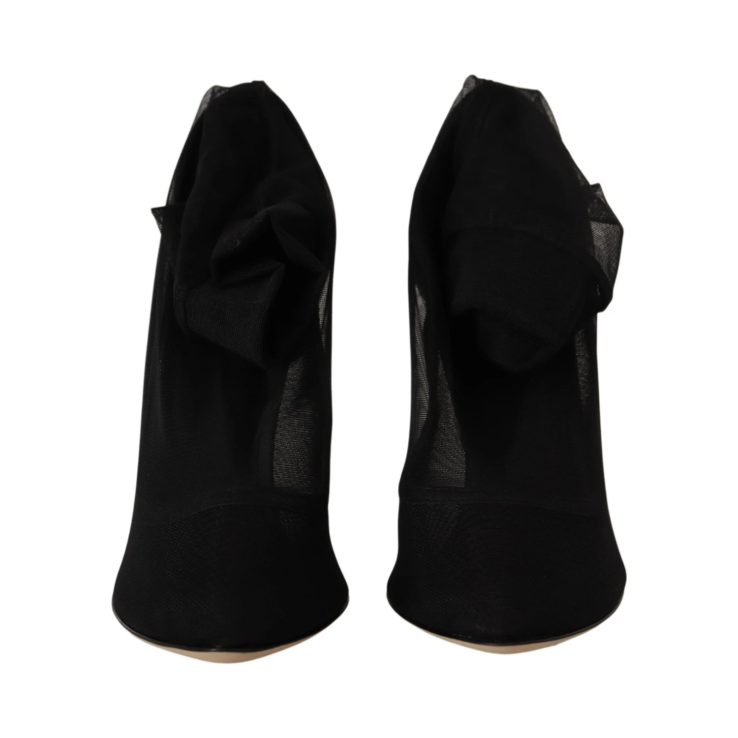 Black Stretch Tulle Stretch Boots Shoes