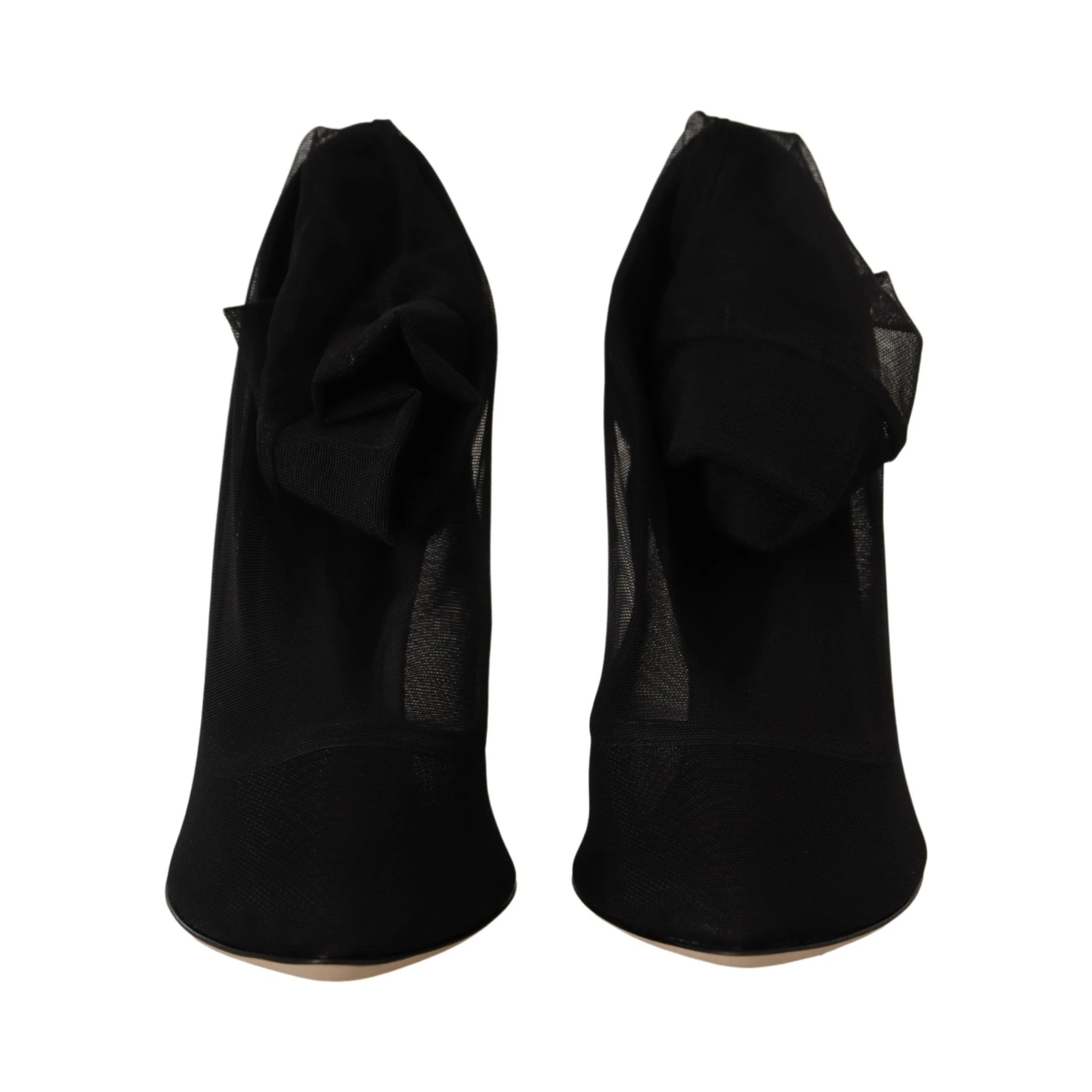 Black Stretch Tulle Stretch Boots Shoes