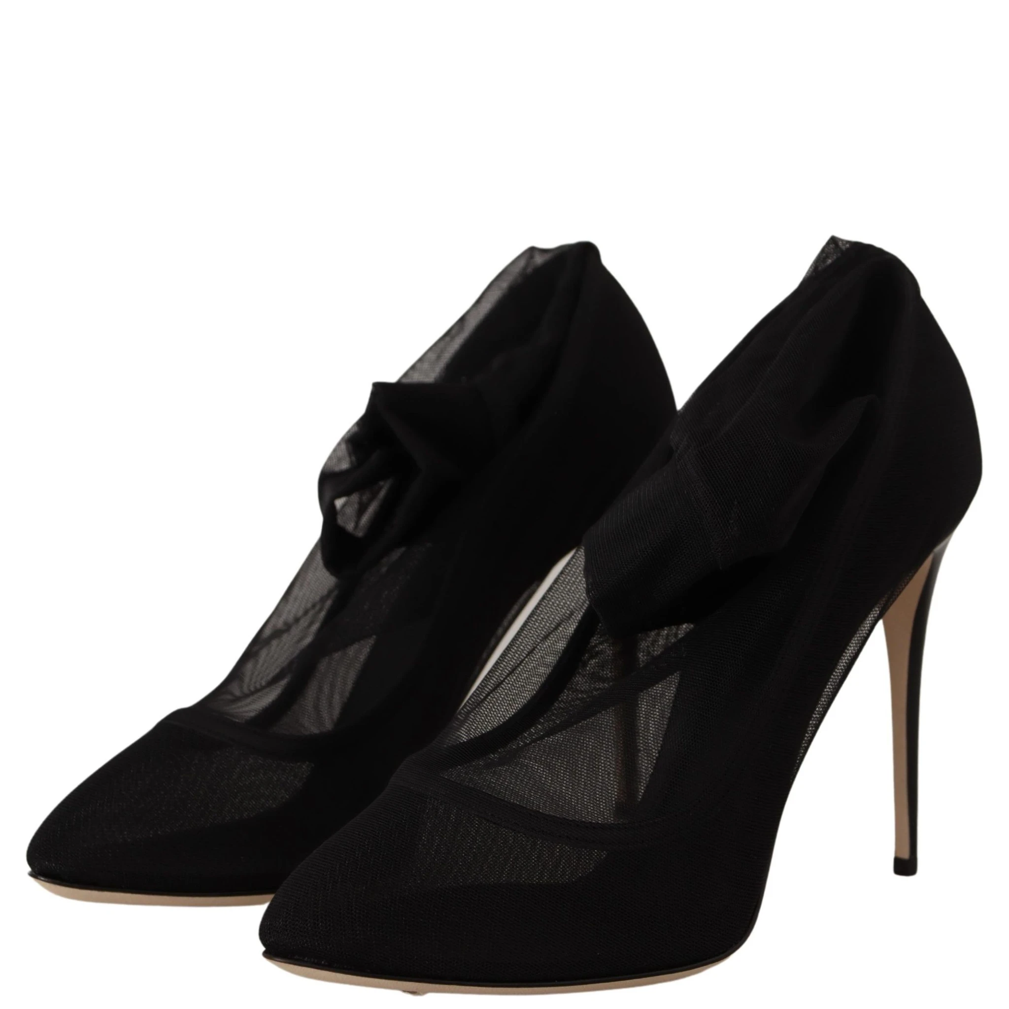 Black Stretch Tulle Stretch Boots Shoes
