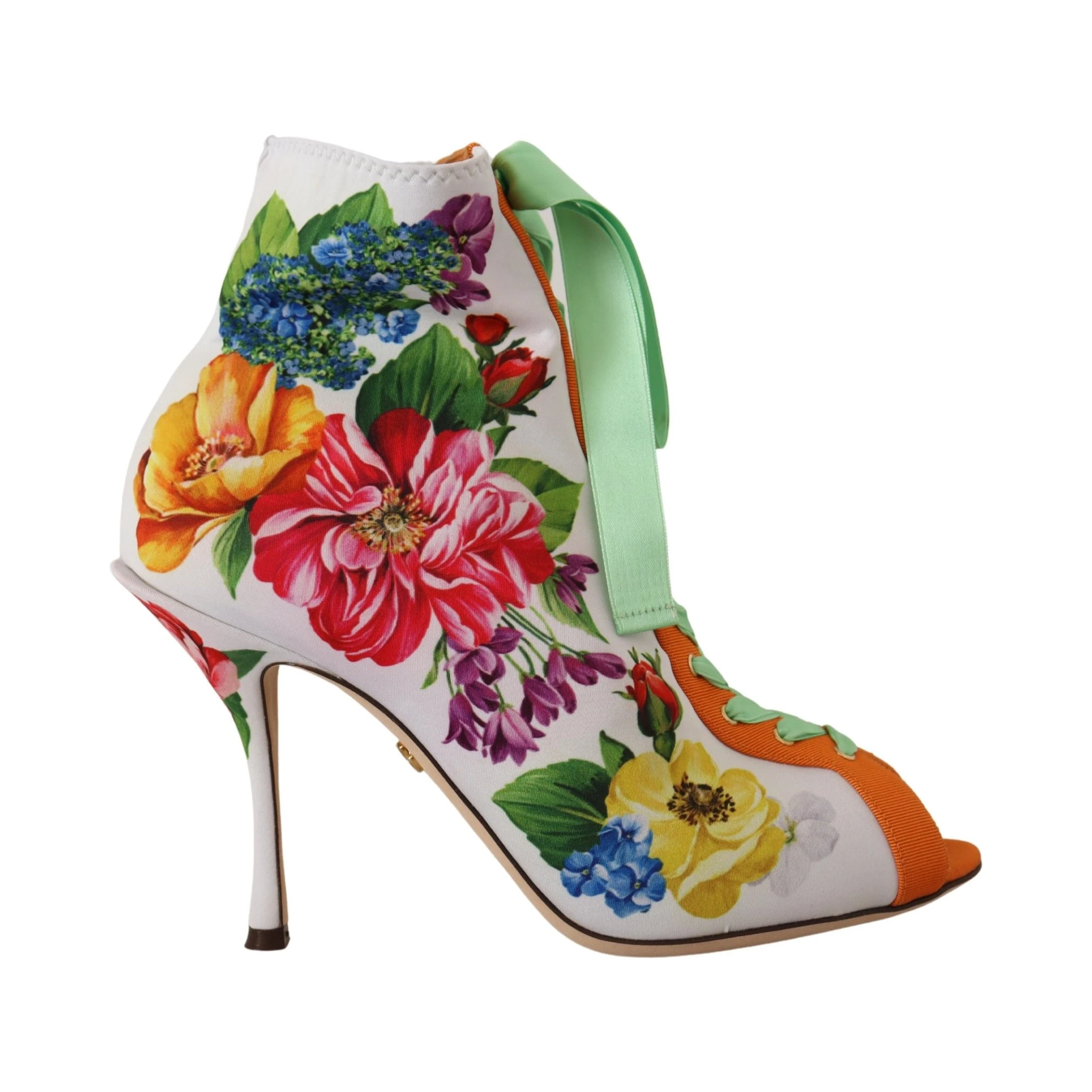 White Jersey Stretch Boots Open Toes Heels Shoes